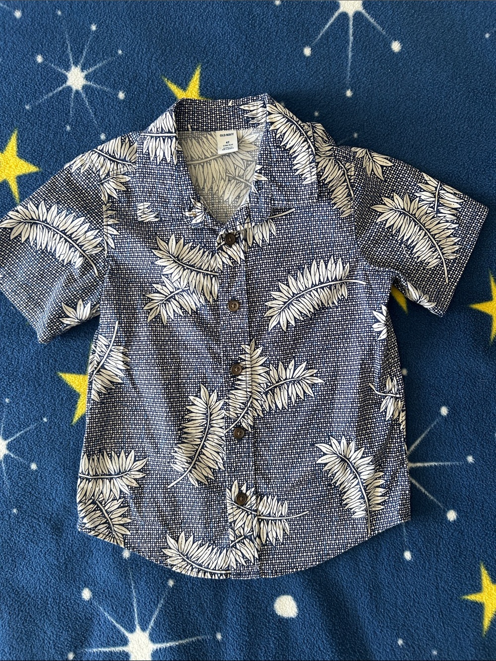 Old Navy Tropical Leaf Short-Sleeve Button-Up Shirt - Kids